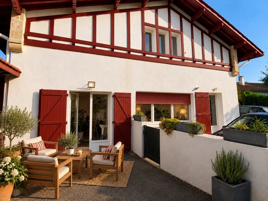 Cour privative avec place de parking